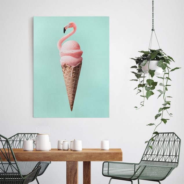 Leinwandbilder modern Eis mit Flamingo
