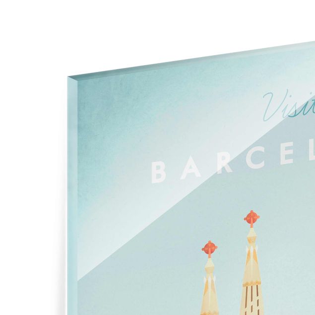 Glasbild - Reiseposter - Barcelona - Hochformat 3:2