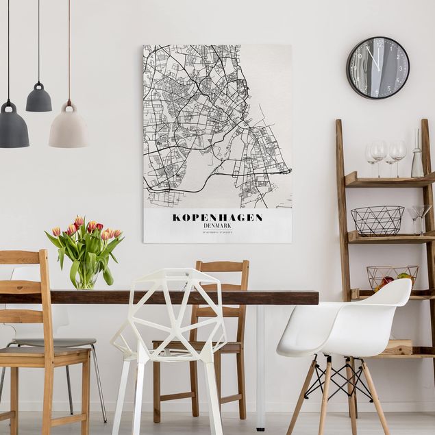 Leinwandbild Weltkarte Stadtplan Kopenhagen - Klassik