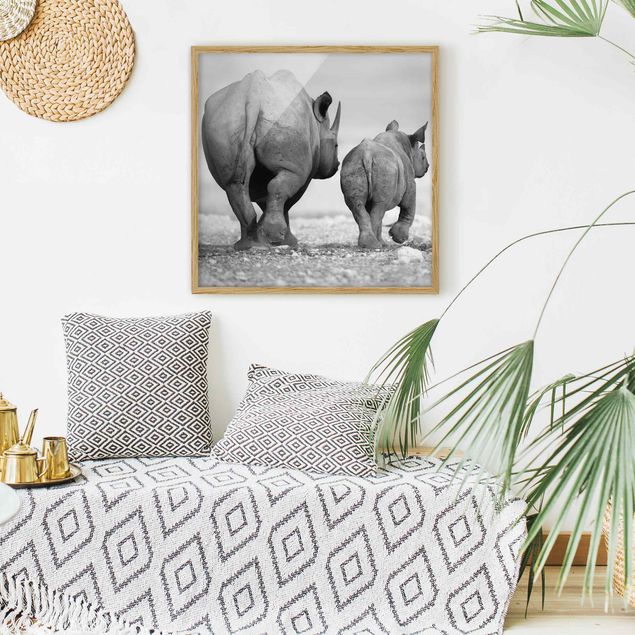 Tiere Bilder mit Rahmen Wandering Rhinos II