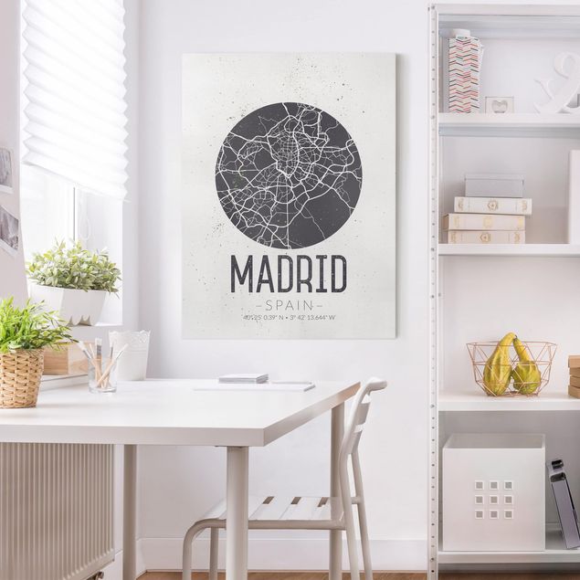Weltkarte Leinwandbild Stadtplan Madrid - Retro