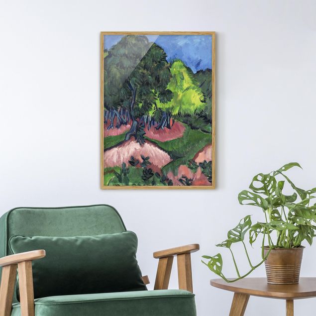 Gerahmte Kunstdrucke Ernst Ludwig Kirchner - Landschaft mit Kastanienbaum