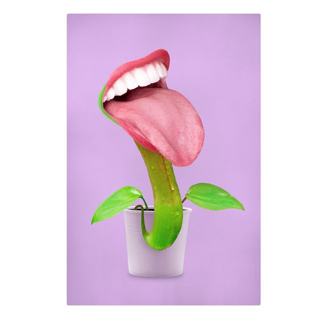 Leinwandbild - Jonas Loose - Fleischfressende Pflanze mit Mund - Hochformat 3:2
