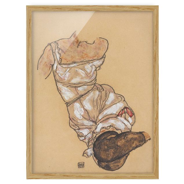 Wandbilder Egon Schiele - Weiblicher Torso in Unterwäsche