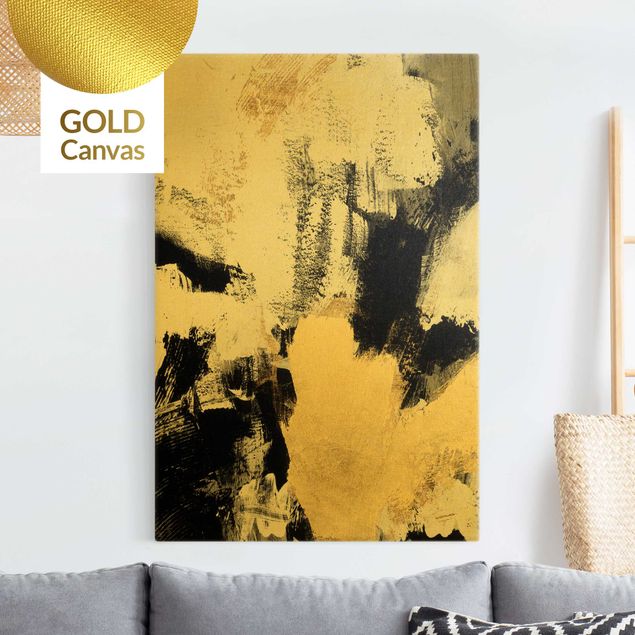Leinwandbild Gold - Gold Collage - Hochformat 2:3