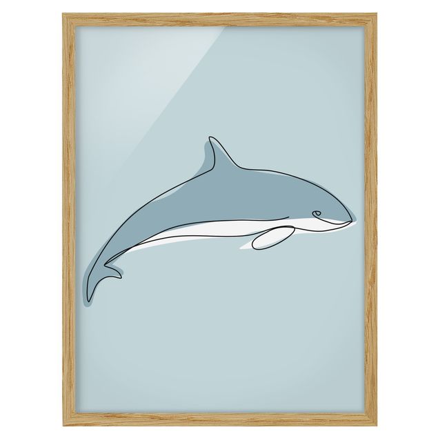 Bilder mit Rahmen Delfin Line Art