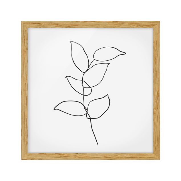 Blumen Bilder mit Rahmen Line Art Zweig Schwarz Weiß