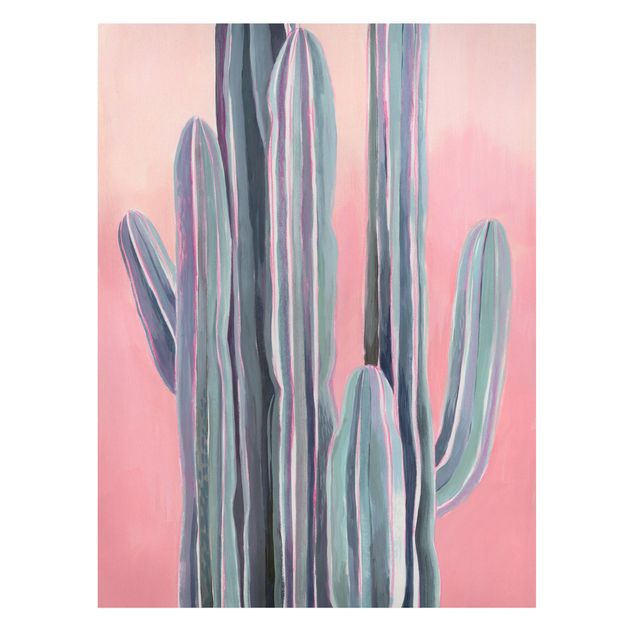 Leinwandbild - Kaktus auf Rosa I - Hochformat 4:3