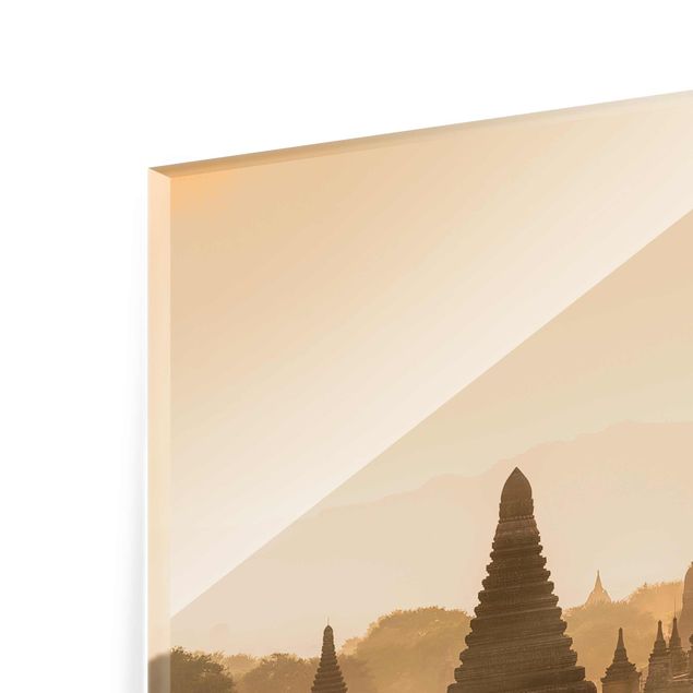 Glasbild - Sonnenuntergang über Bagan - Quadrat 1:1