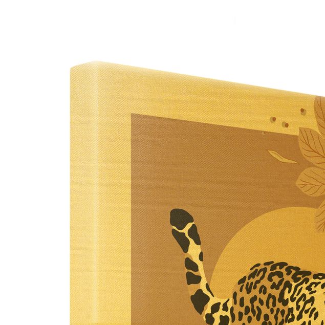 Leinwandbild Gold - Safari Tiere - Leopard - Hochformat 3:4