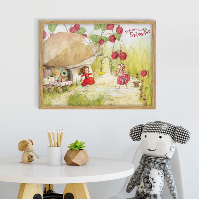 Moderne Bilder mit Rahmen Erdbeerinchen Erdbeerfee - Unter dem Himbeerstrauch