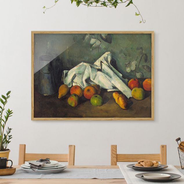 Kunstdrucke mit Rahmen Paul Cézanne - Milchkanne und Äpfel