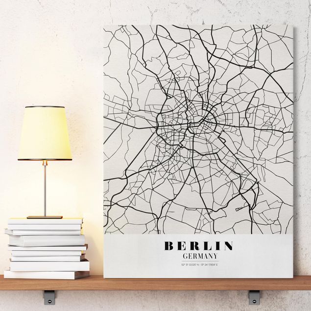 Leinwand mit Spruch Stadtplan Berlin - Klassik