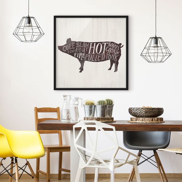 Bild mit Rahmen - Bauernhof BBQ - Schwein - Quadrat 1:1