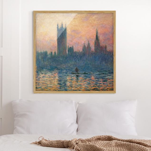 Moderne Bilder mit Rahmen Claude Monet - London Sonnenuntergang