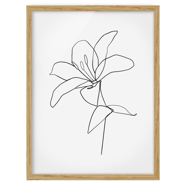 Blumen Bilder mit Rahmen Line Art Blüte Schwarz Weiß