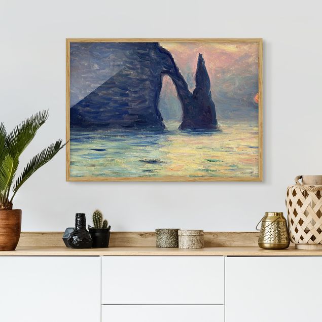 Kunstdrucke mit Rahmen Claude Monet - Felsen Sonnenuntergang