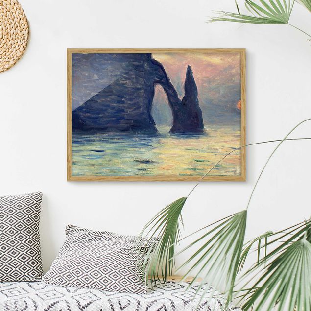 Moderne Bilder mit Rahmen Claude Monet - Felsen Sonnenuntergang