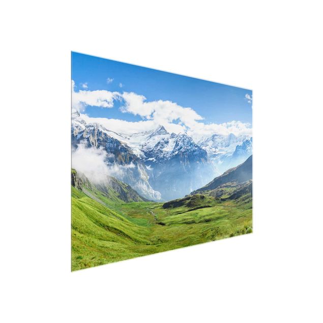 Glasbild - Schweizer Alpenpanorama - Querformat 4:3