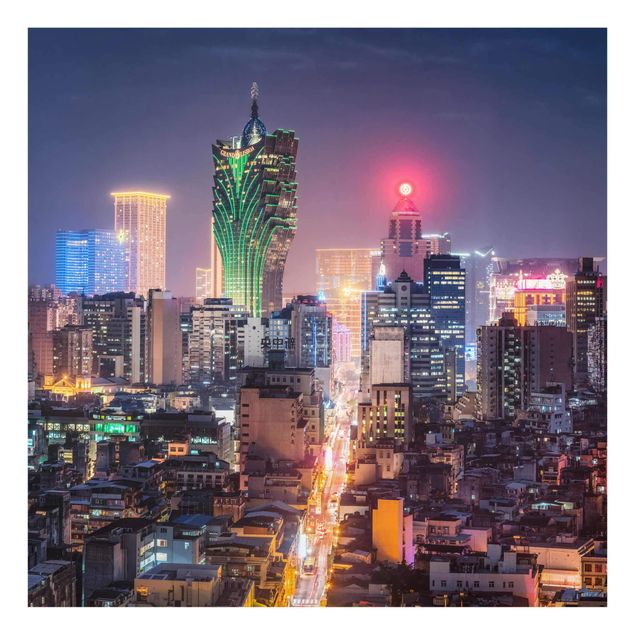 Glasbild - Nachtlichter von Macau - Quadrat 1:1