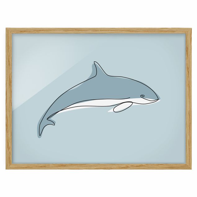 gerahmte Bilder Delfin Line Art