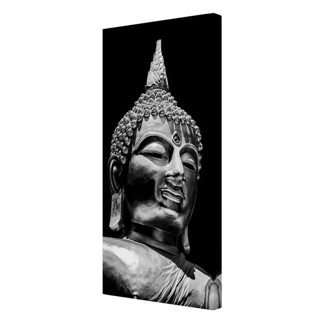 Leinwandbild - Buddha Statue Gesicht - Hochformat 2:1