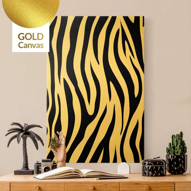 Leinwandbild Gold - Zebra Print - Hochformat 2:3