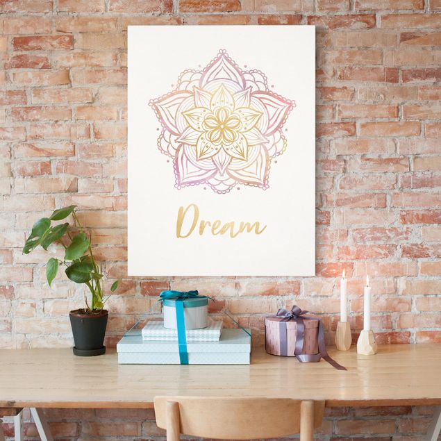 Leinwandbilder Mandala Illustration Dream gold rosa