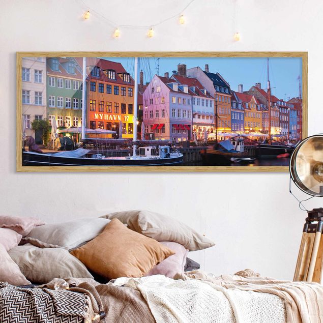 Skylines Bilder mit Rahmen Kopenhagener Hafen am Abend