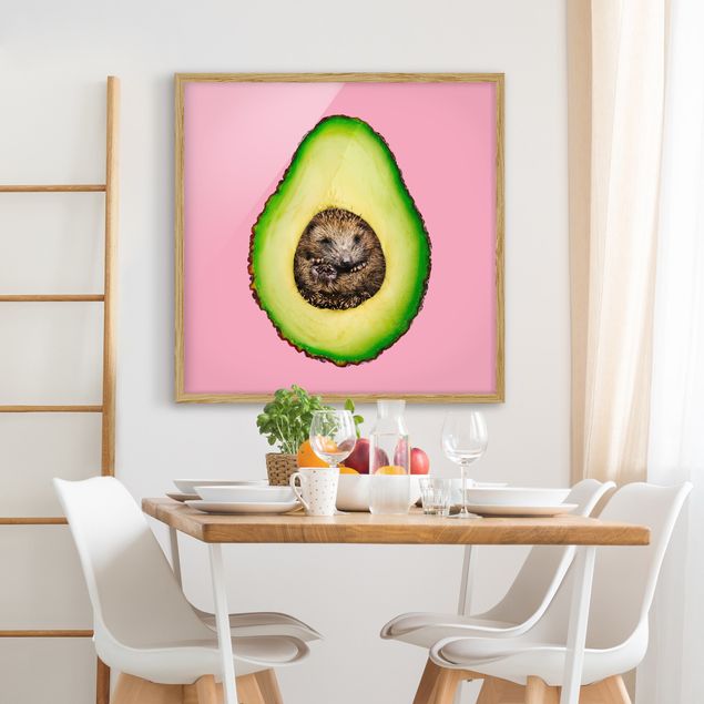 Tiere Bilder mit Rahmen Avocado mit Igel