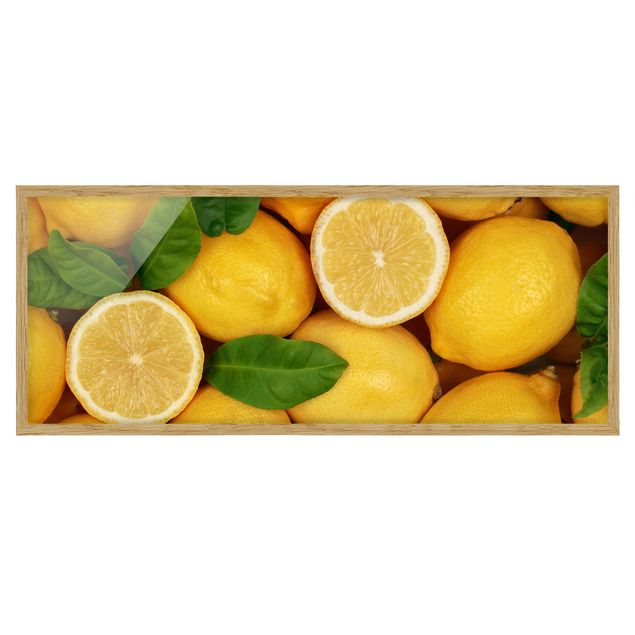 Bild mit Rahmen - Saftige Zitronen - Panorama Querformat