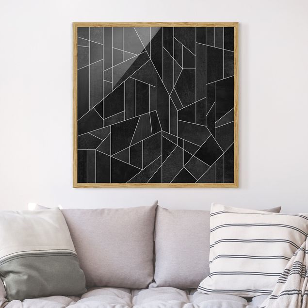 Moderne Bilder mit Rahmen Schwarz Weiß Geometrie Aquarell