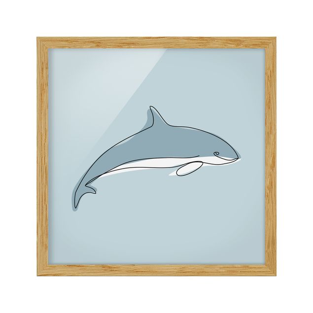 gerahmte Bilder Delfin Line Art
