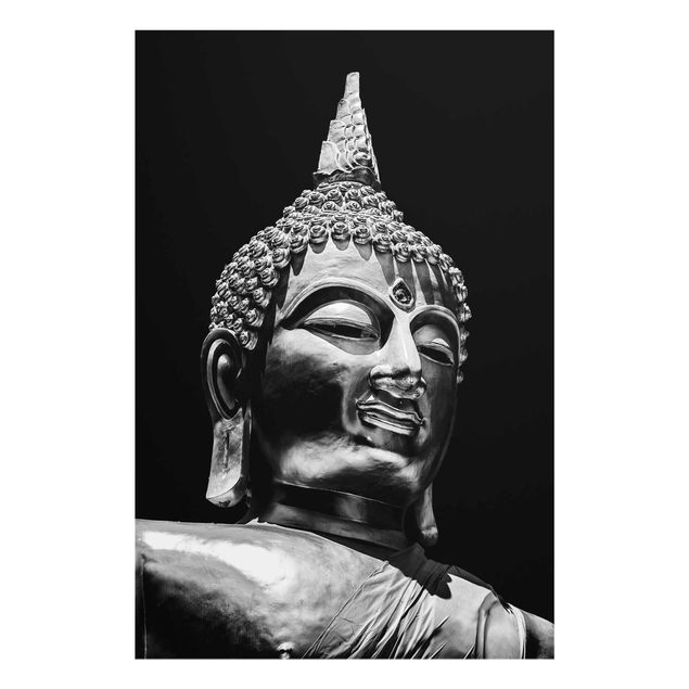 Glasbild - Buddha Statue Gesicht - Hochformat 3:2