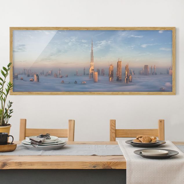 Moderne Bilder mit Rahmen Dubai über den Wolken