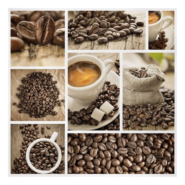 Leinwandbild - Kaffee Collage - Quadrat 1:1