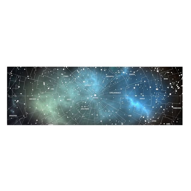 Leinwandbild - Sternbilder Karte Galaxienebel - Panorama Quer