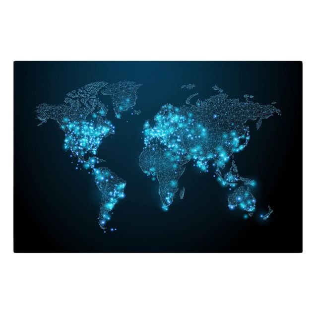 Leinwandbild - Connected World Weltkarte - Quer 3:2