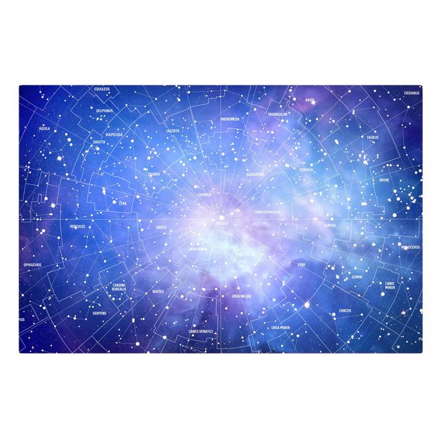 Leinwandbild - Sternbild Himmelkarte - Quer 3:2