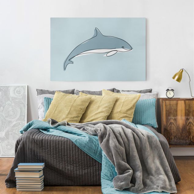 Leinwand Tiere Delfin Line Art