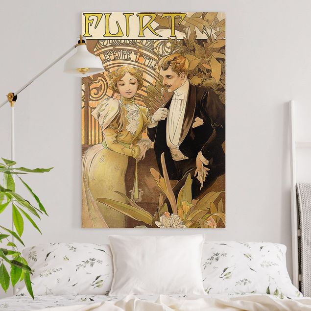 Jugendstil Gemälde Alfons Mucha - Werbeplakat für Flirt Biscuits