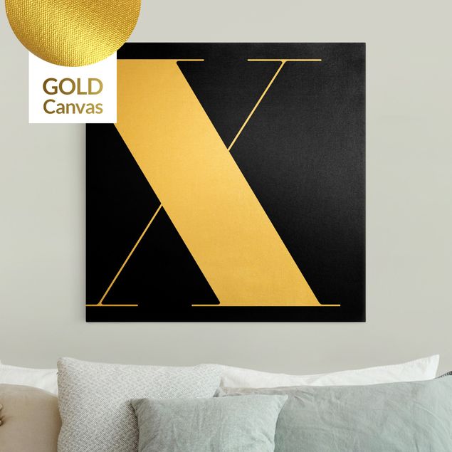 Leinwandbilder Gold Antiqua Letter X Schwarz