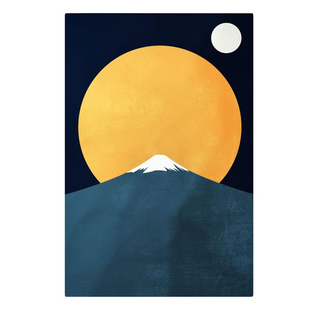 Leinwandbilder kaufen Sonne, Mond und Berge