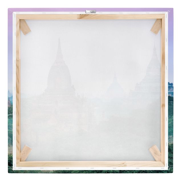 Leinwandbild - Sakralgebäude in Bagan - Quadrat 1:1