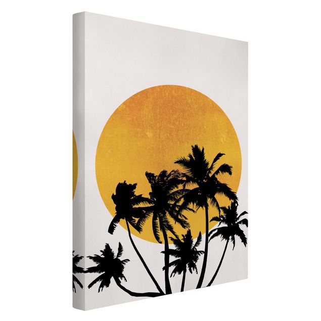 Kubistika Poster Palmen vor goldener Sonne
