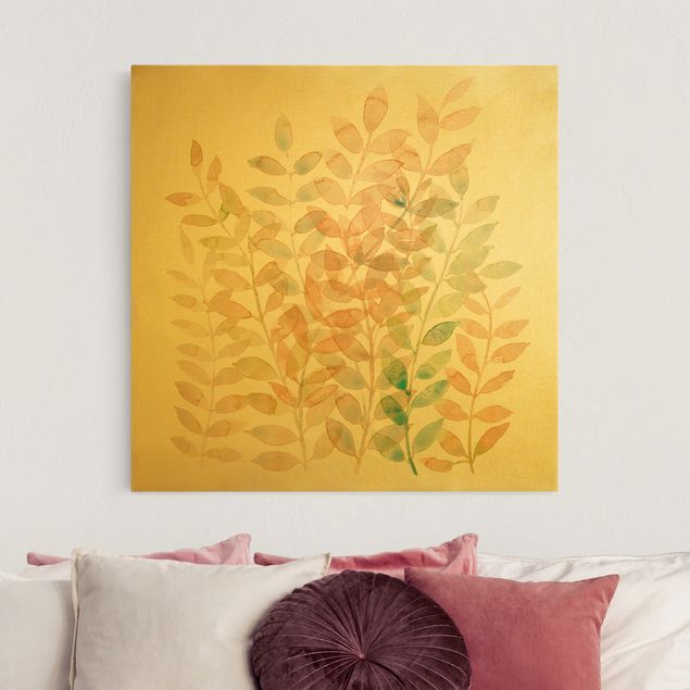 Leinwandbilder Gold Canvas Sommerlicher Blätterreigen