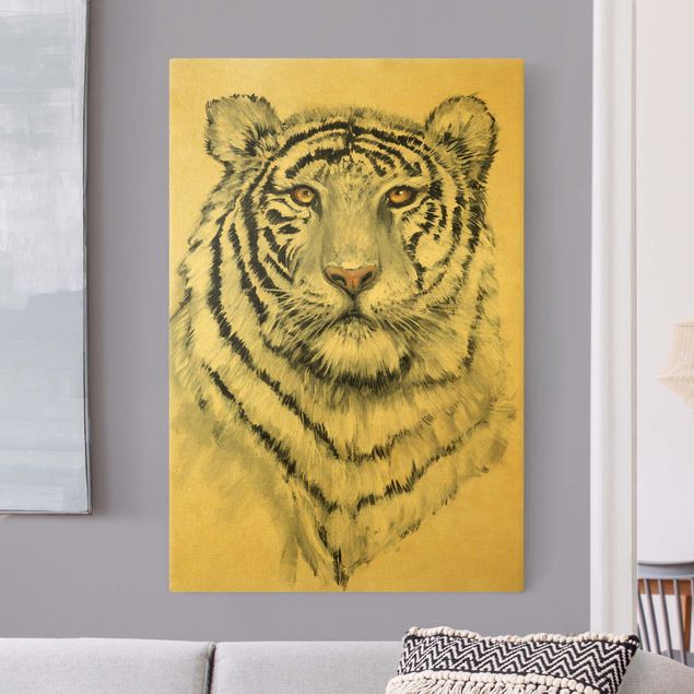 Leinwandbilder Gold Portrait Weißer Tiger I