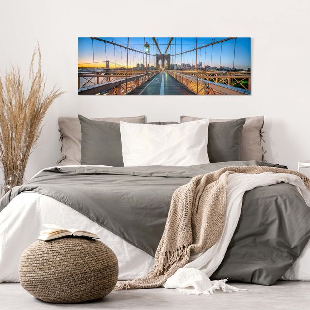 Leinwandbilder Städte Morgenblick von der Brooklyn Bridge