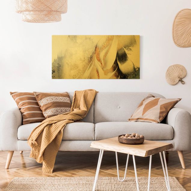Leinwandbild abstrkt Goldene abstrakte Wintermalerei