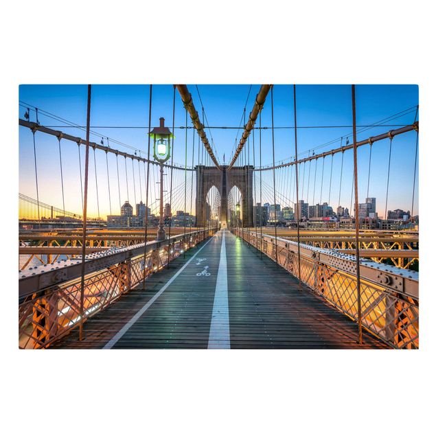 Leinwandbild - Morgenblick von der Brooklyn Bridge - Querformat 3:2